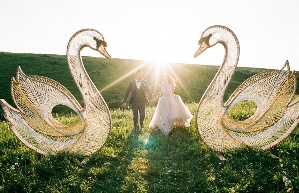 Projekt Dwa Łabędzie - dekoracja ślubna